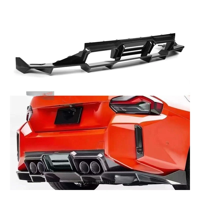 

For M2 G87 2023-2024 Body Kit V Style Rear Diffuser Exhaust Luxury Dry Carbon Fiber Bumper Lip Bolt-On
