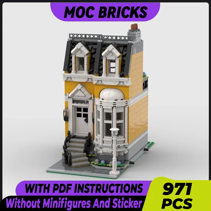 Street View Model Building Blocks, Orange Town House, Tecnologia Modular Bricks, Montagem DIY, Brinquedos de Natal, Conjuntos de Presentes, MOC