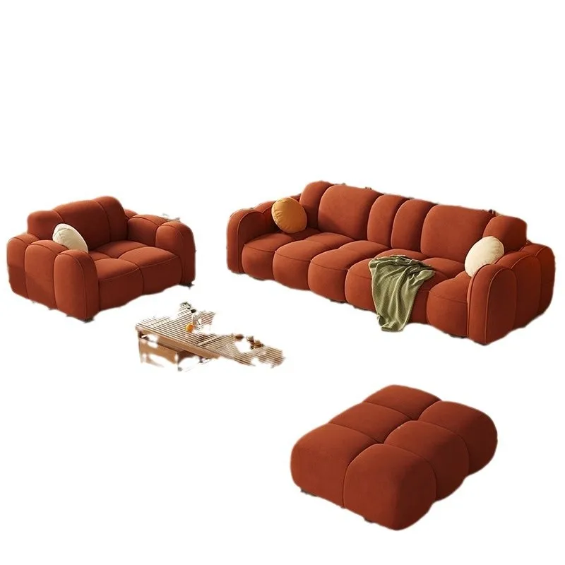 

Cream wind puff cotton candy cloud velvet modern simple cloud straight row sofa living room small apartment biscuit sofa