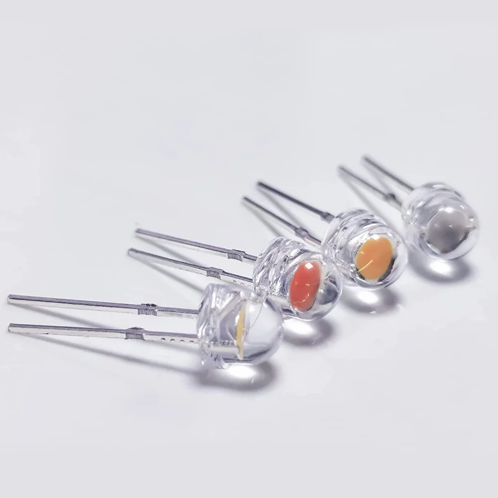 100PCS 5mm LED Diode Lights Clear Straw Hat Super Bright Lighting Bulb Lamps Emitting Diodes Kit