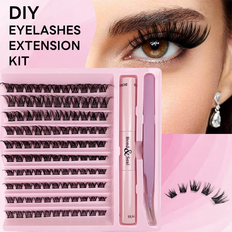 

DIY 45/120PCS False Eyelash Extension Kit Cluster Individual Lash With Eyelashes Glue Grafting Bond And Seal Tweezers Make Up