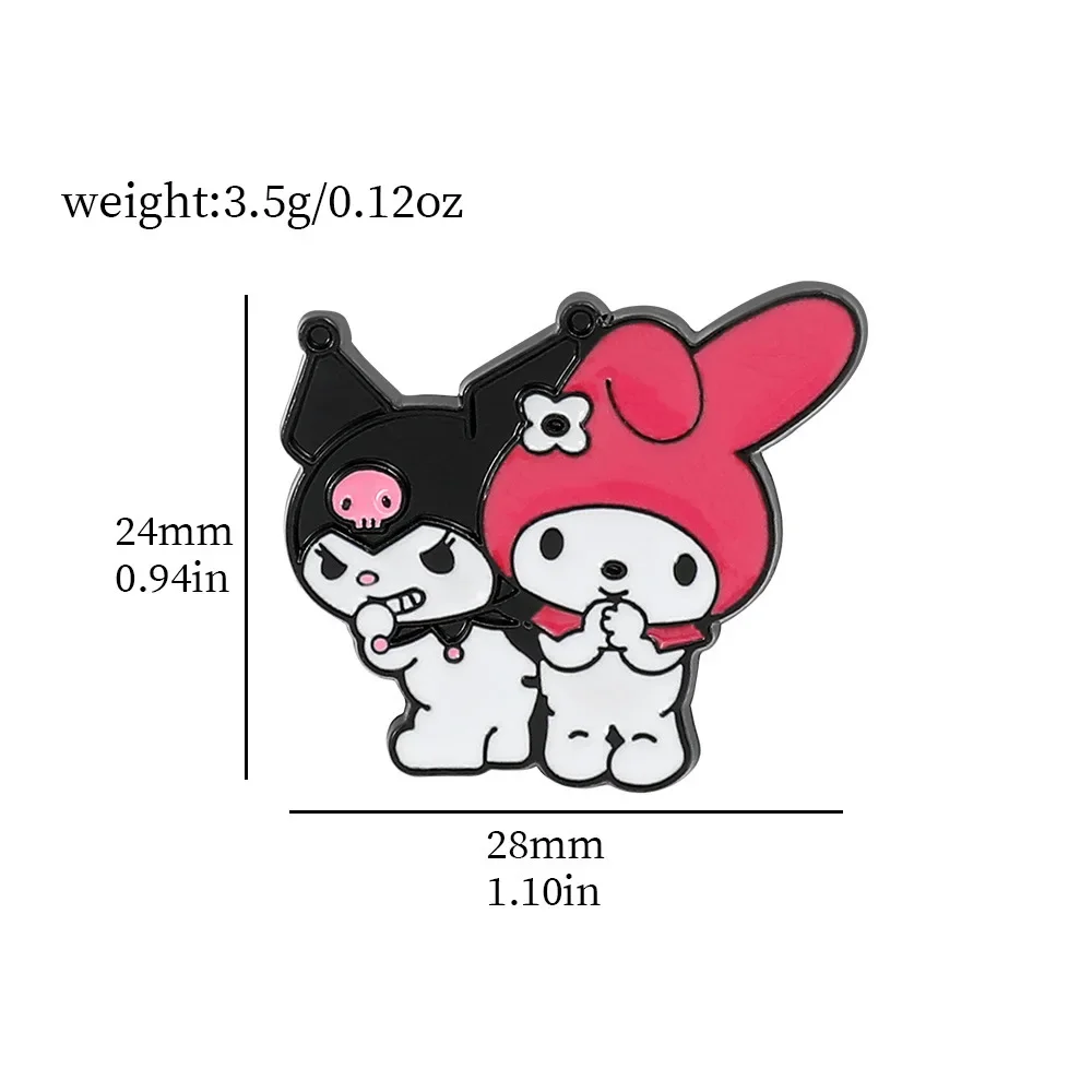 Broche Sanurgente Kuromi pour enfants, figurines d'anime d'action, vêtements de dessin animé mélodie, ornements mignons, jouets, cadeau pour amis, épingles pour sacs à dos