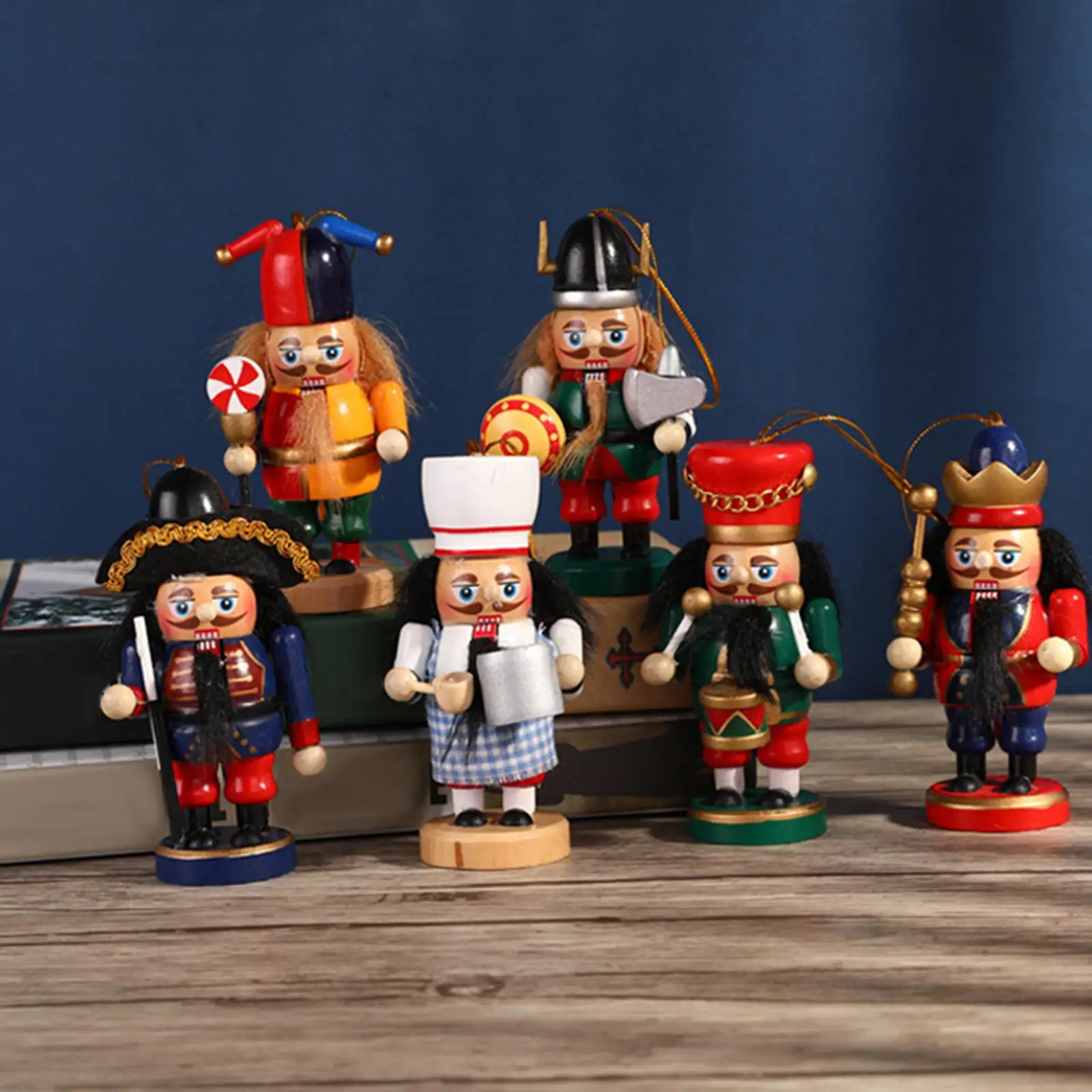 6 Pieces Christmas Nutcracker Ornament 10cm Figure Puppet Toy Wooden Nutcracker