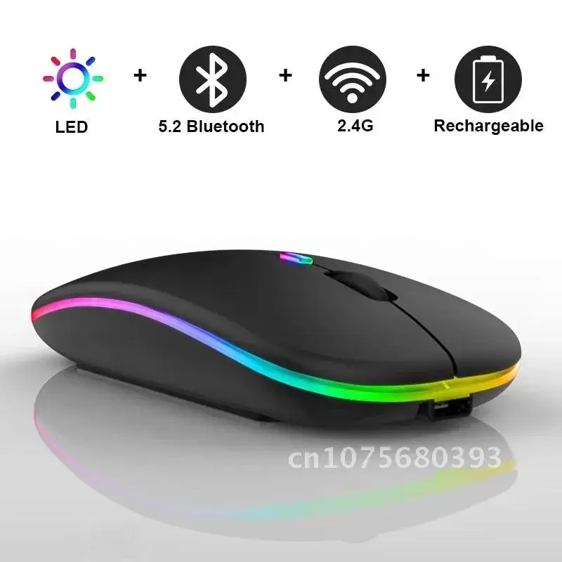 

Wireless Mouse Rechargeable Bluetooth Mouse Computer Silent Mause LED Ergonomic Gaming Mouse For Laptop PC Tkey