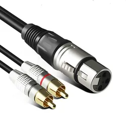 Ligne audio Rca 2RCA vers XLR mâle/600 double antenne vers câble audio, fil de cuivre nu à trois cœurs, 0.3 mètres