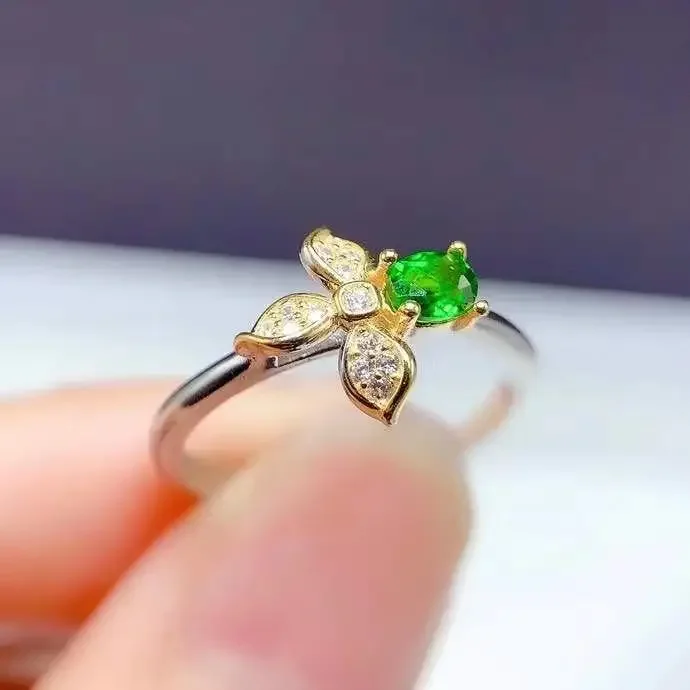 

Ювелирные изделия диопсида, простое серебряное кольцо с драгоценным камнем для девочек, 3 мм * 4 мм, 0,15 карата, кольцо с натуральным диопсидом, твердое серебро 925 пробы, ювелирные изделия