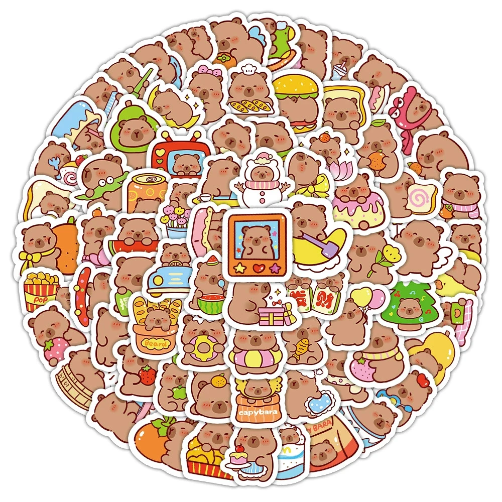 10/30/50/100 Uds. Pegatinas de grafiti de capibara de dibujos animados divertidos, calcomanías creativas bonitas, juguete DIY, monopatín, teléfono, portátil, coche, pegatina Kawaii