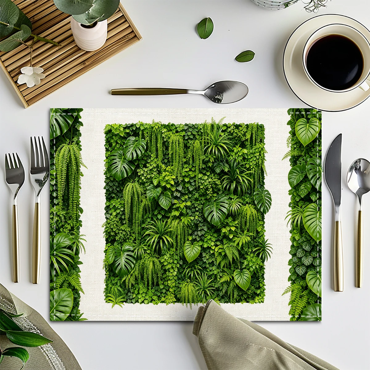 Polyester Printed Placemats, Washable Rectangular Table Place Mats, Creative Pattern Table Decor for Restaurant Daily Use