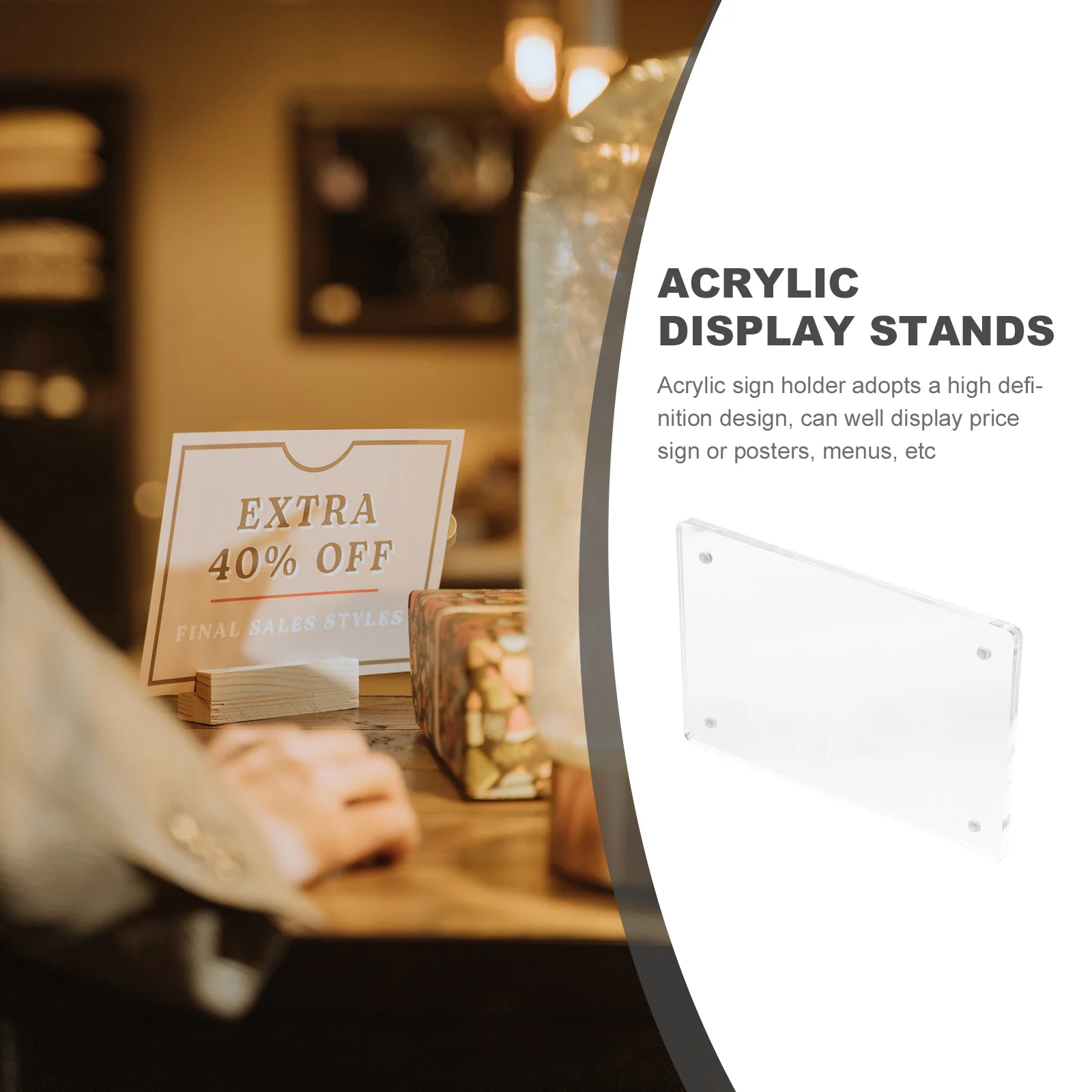 

Transparent Showcase Card Table Clear Stand for Display Board Acrylic Restaurant Sign