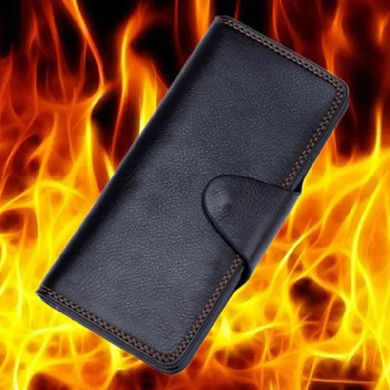 Fire Wallet Black Leather Long Fire Stage Magic Tricks Magia Magie Magica Magicians Prop Accessory Illusion Gimmick Tutorial