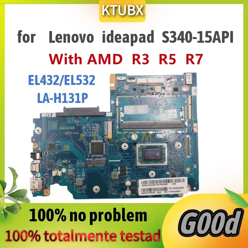 LA-H131P Motherboard. For lenovo ideapad S340-14API S340-15API Laptop Motherboard. with AMD R3 R5 R7 CPU.4GB-RAM.100% test