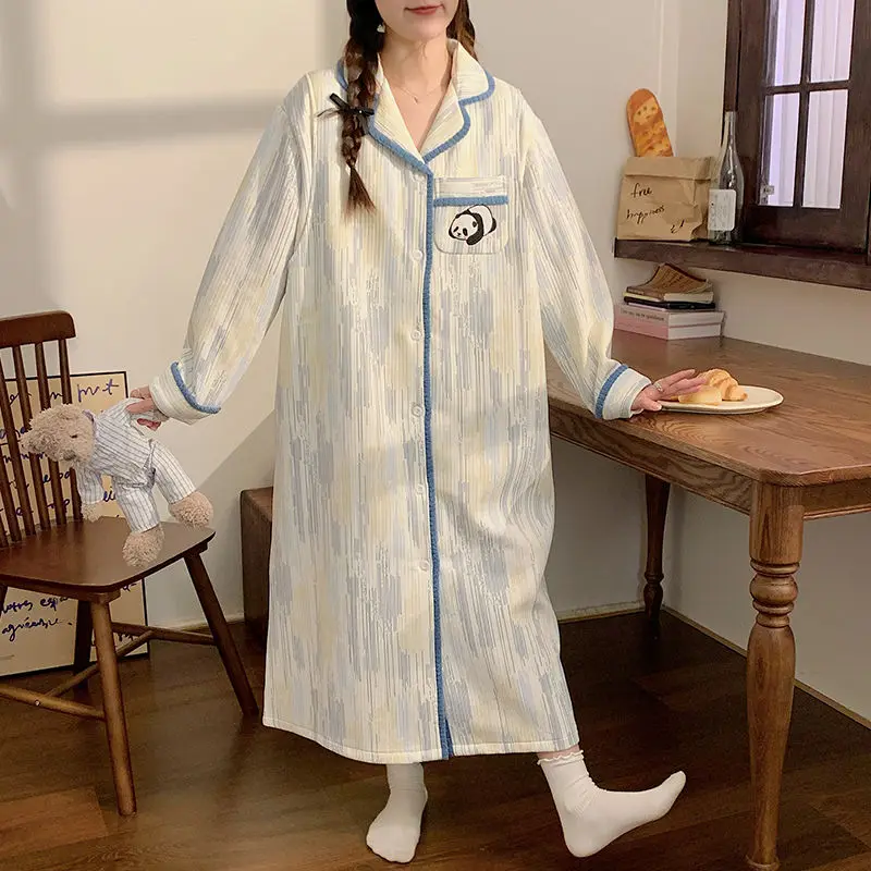 Maternity Birth Dress To Be Born Maternal Breastfeeding Nursing Nightgown Thickened Air Cotton Long Skirt Womens Sleepwear