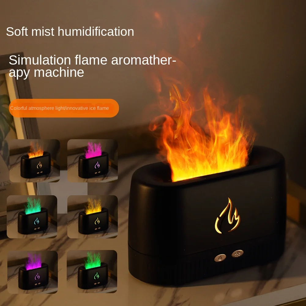 

Реалистичный диффузор и увлажнитель аромата пламени: 7-цветный светодиодный ночник с туманом для внутреннего освещения настроения