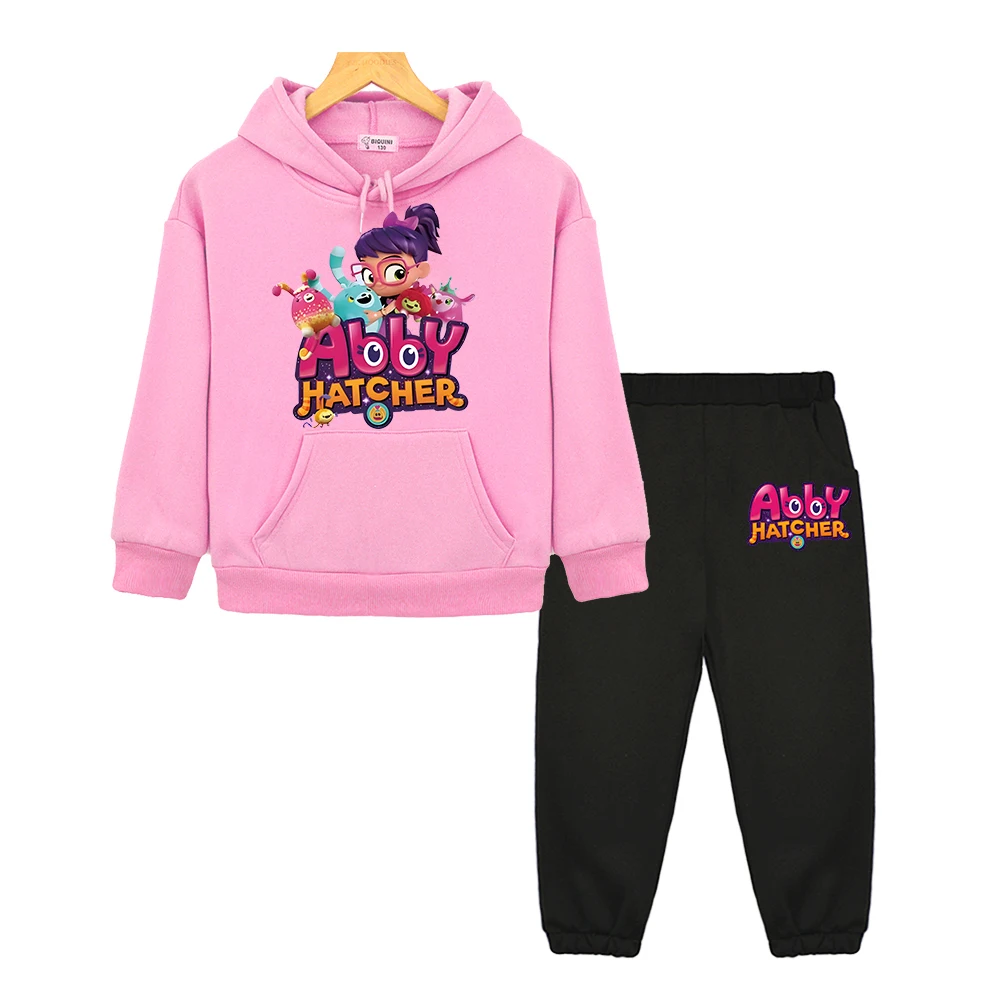 

Abby Hatcher Boy girl Hooded Sets Kawaii anime hoodie Cartoon sweatshirt 2PCS Jacket+pant Fleece pullover kids boutique clothes