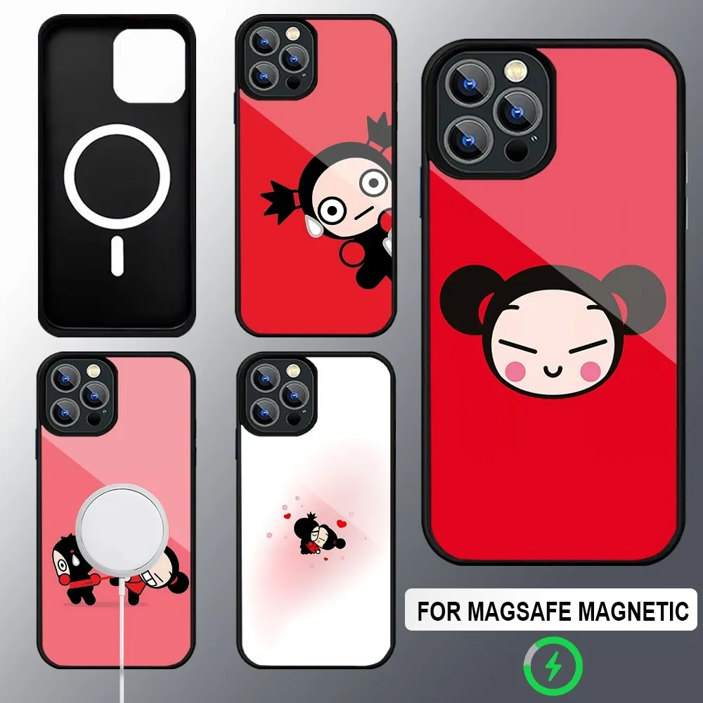 Cartoon Pucca Garu Phone Case Magsafe Wireless Charging Cases For IPhone 16 15 13 12 11 14 Pro Max Mini 8 Plus XS X XR