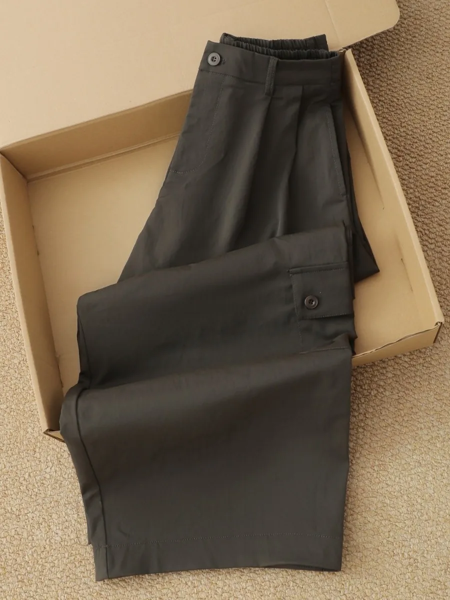Fashionable Cotton Workwear Casual Pants Women's High Waist Straight Leg Wide Leg Pants Autumn New Style Super Beautiful Drap...