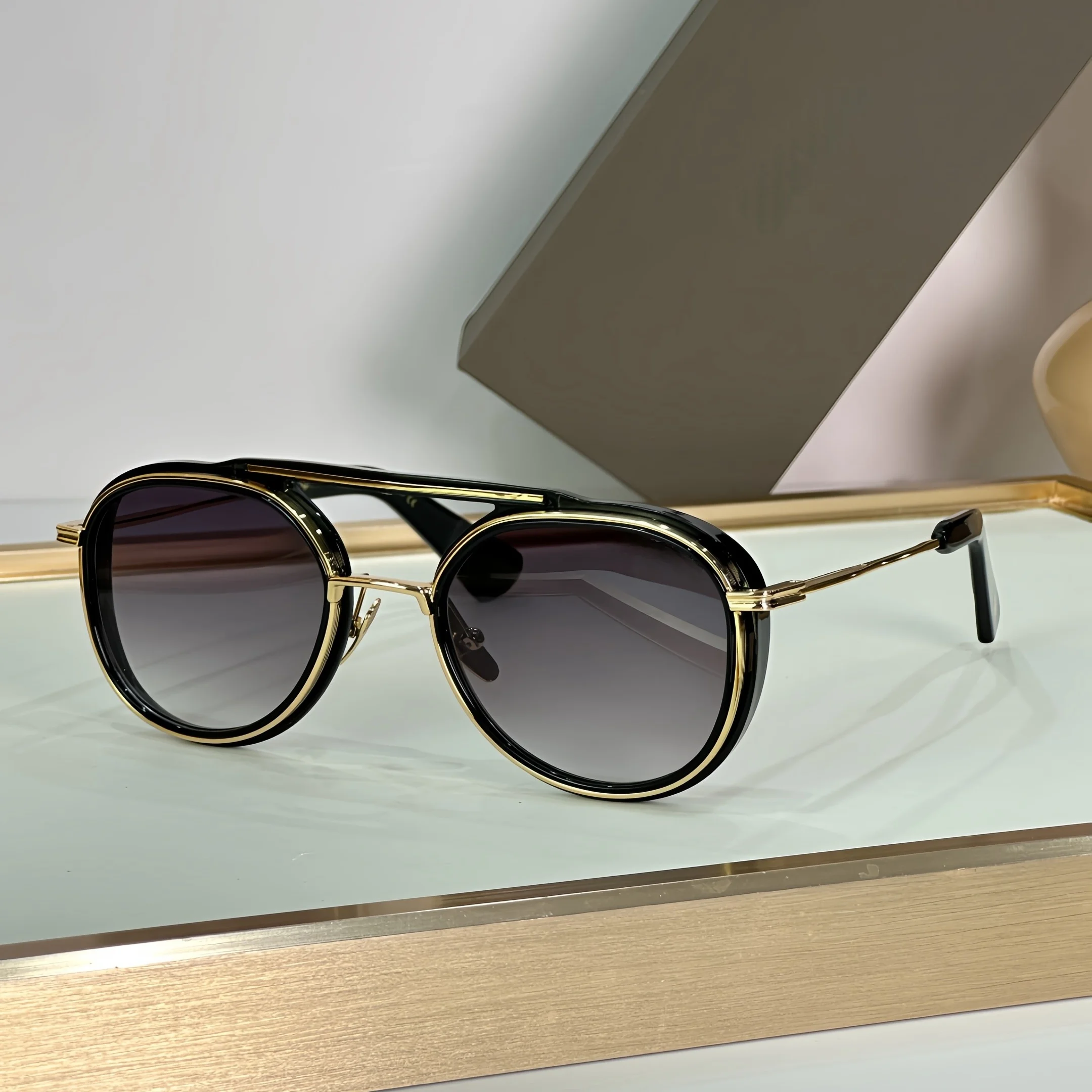 

Double bridge Unisex Design Women Sunglasses 19107 SPACECRAFT Fashion Sunglasses Man Metal Oval Pilot Beach Female Sunglasses