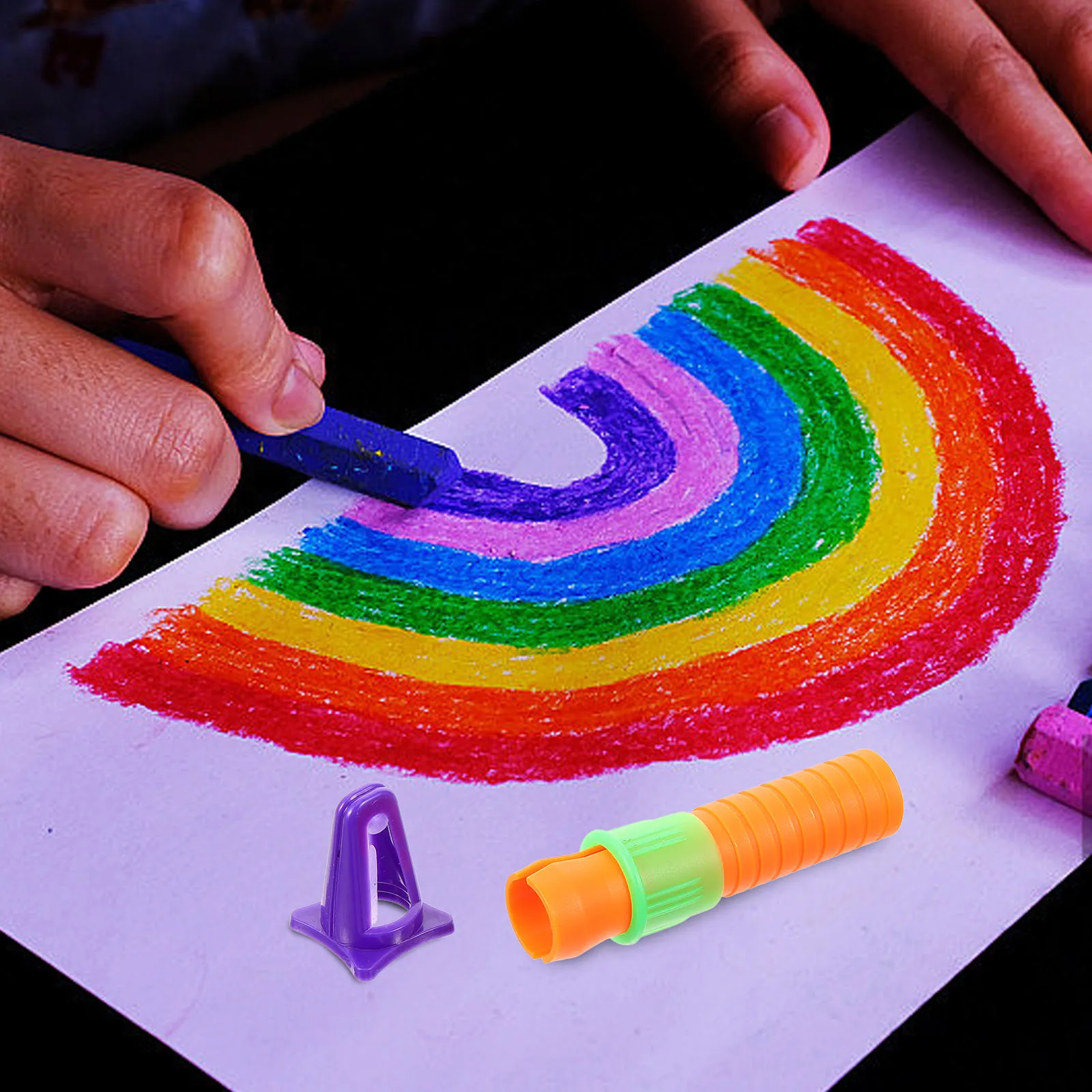 

20 Pcs Oil Pastel Extender Pencil Extenders for Artist Crayon Extension Holder Pencils Kids Household Plastic Chalk Office