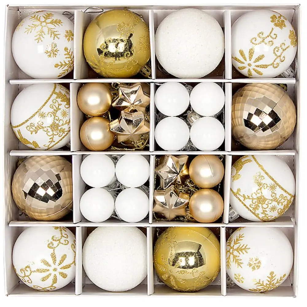 Boules de noël en plastique incassables, 44 pièces, avec boucle de suspension, boule pendentif de noël réutilisable 3-6cm, décoration d'arbre de noël