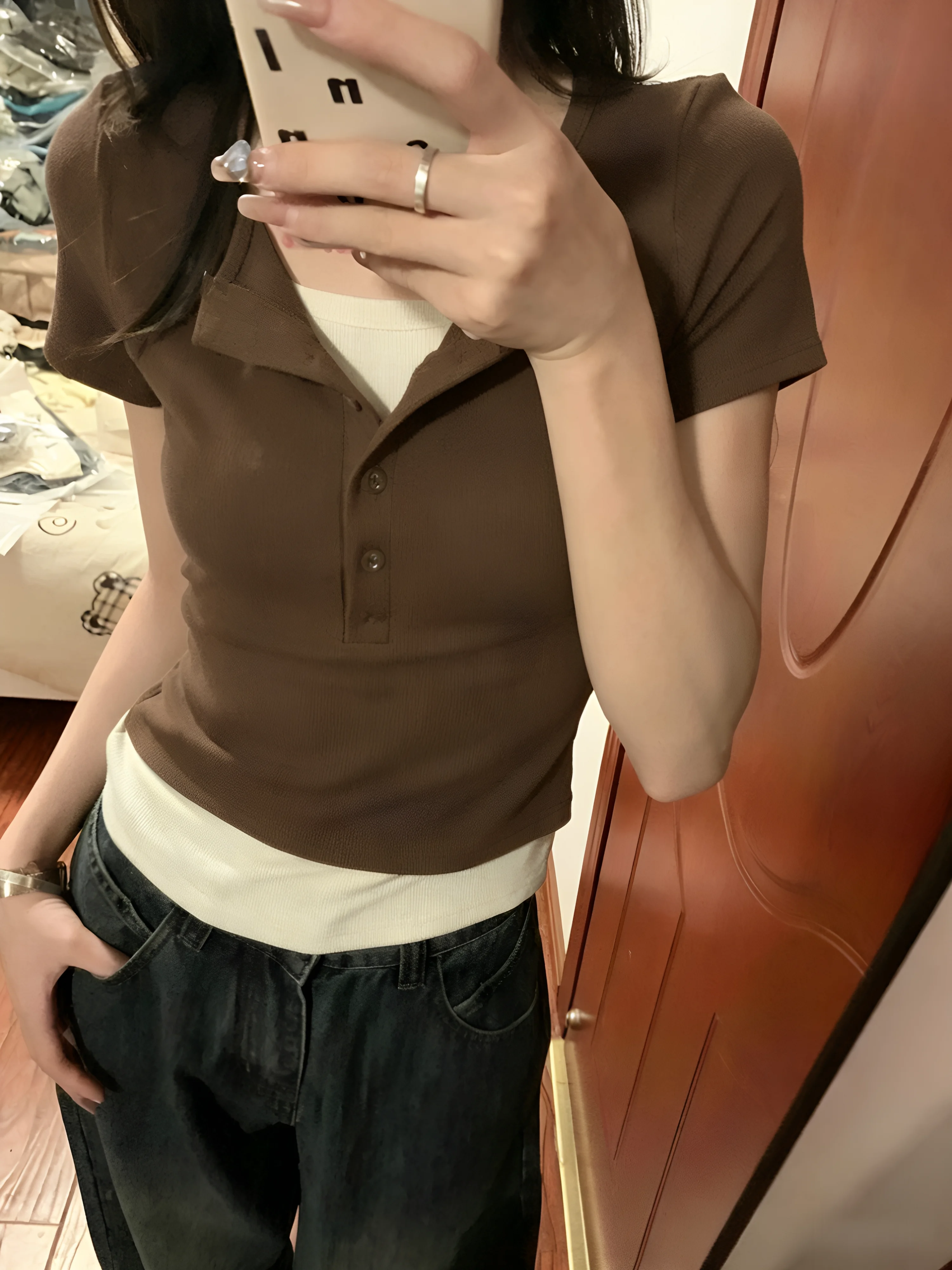 

Summer Short Sleeve T-Shirt 95 Cotton Henry Collar Women's plus Size Casual Comfortable Breathable Fashionable Color
