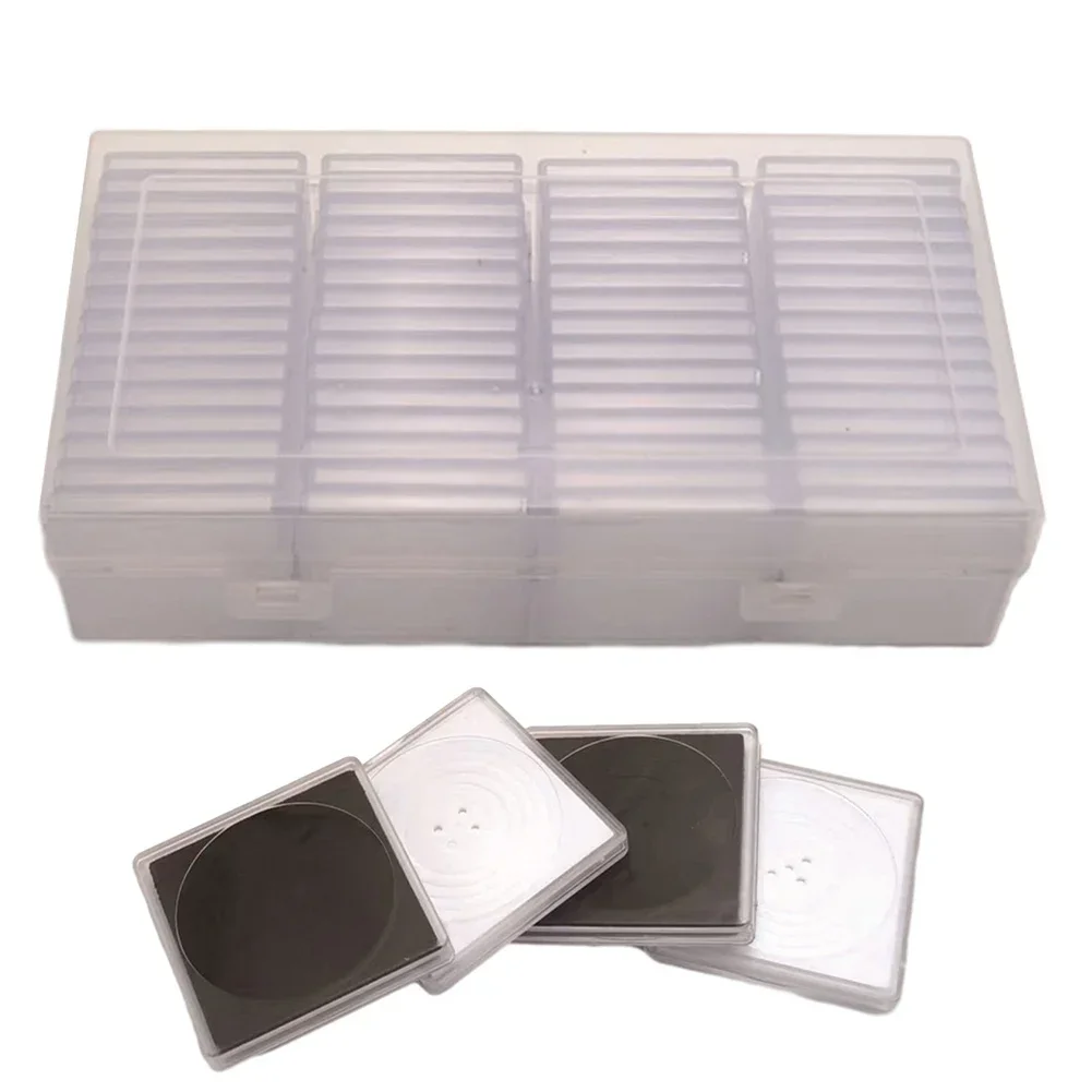60PCS Collection Organizer Storage Box Coin Capsule Case Container Square Collectable Coin Protective Case Coin Organizer