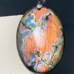 Unusual Dazzling Natural Rainbow Labradorite Pendant Necklace Women Rare Brilliant Colorful Purple Light Labradorite Bead AAAAAA