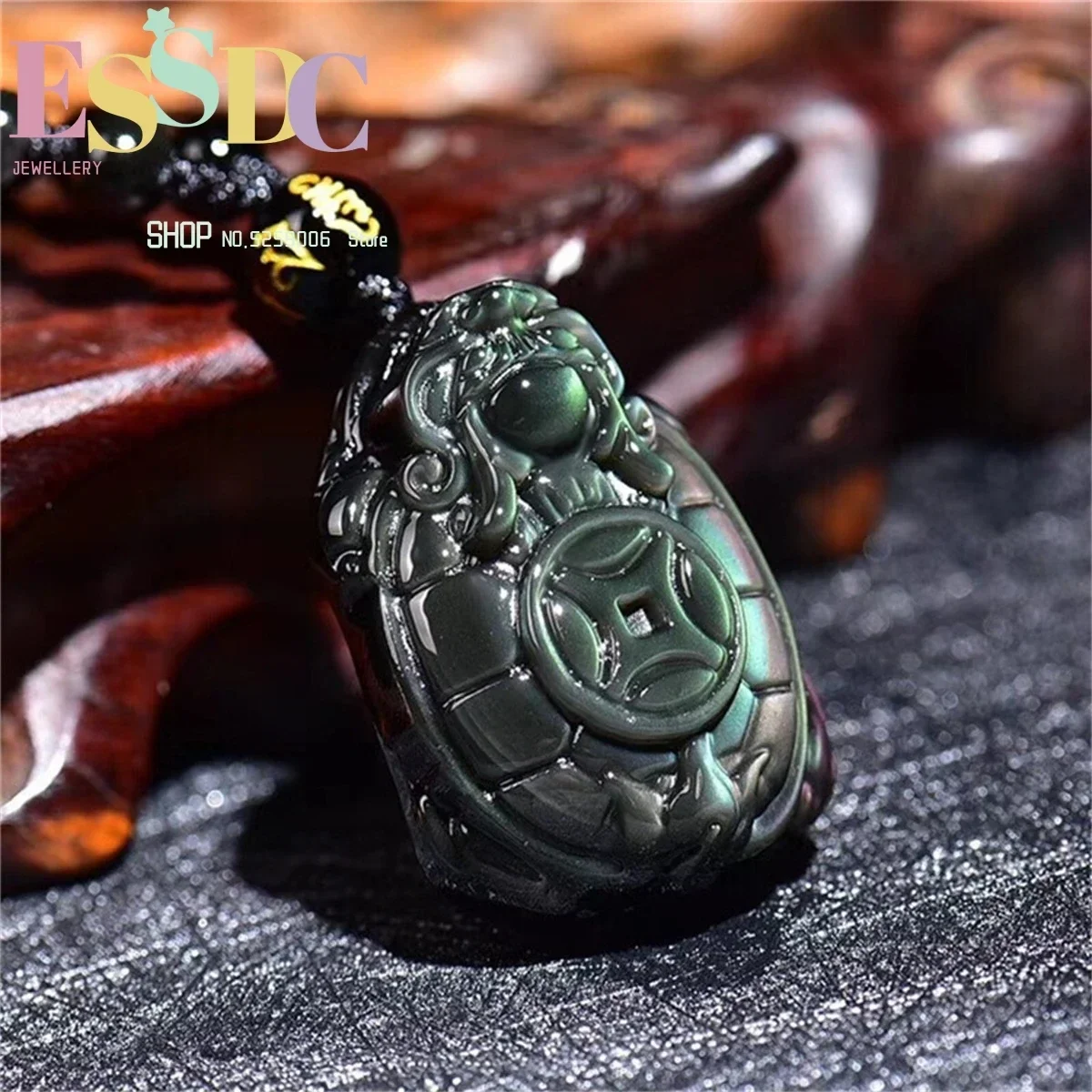 Natural Rainbow Eye Obsidian One Coin Dragon Turtle Pendant Men And Women Fashion Necklace WholesaleCharm Jade Jewelry Exquisite