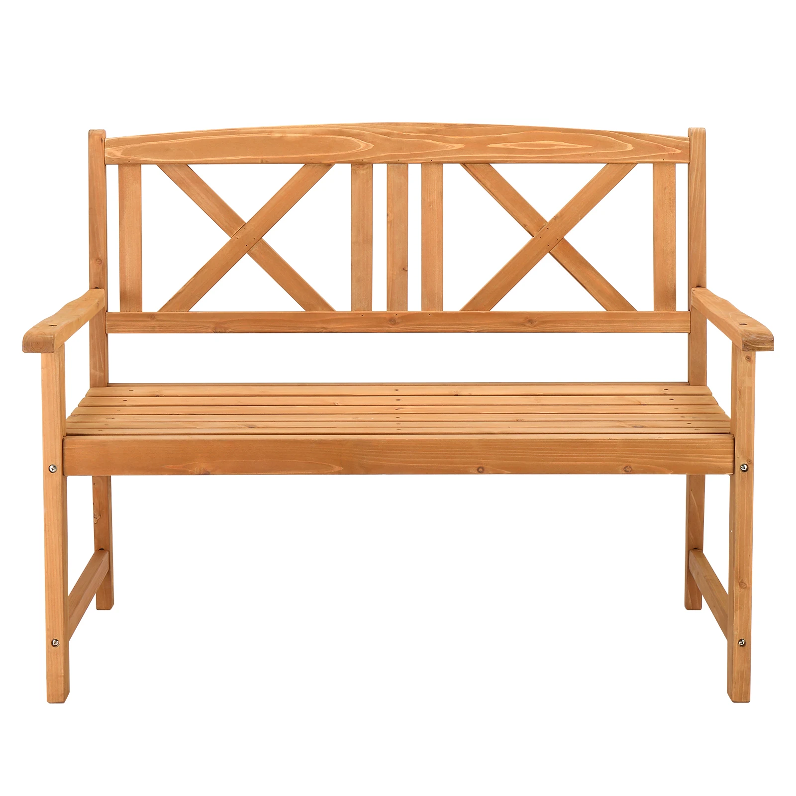 

117*61*90cm Outdoor Garden Fir X Back Wooden Wooden Bench Burlywood Outdoor Patio Garden Bench Porch Chair Garden Chair