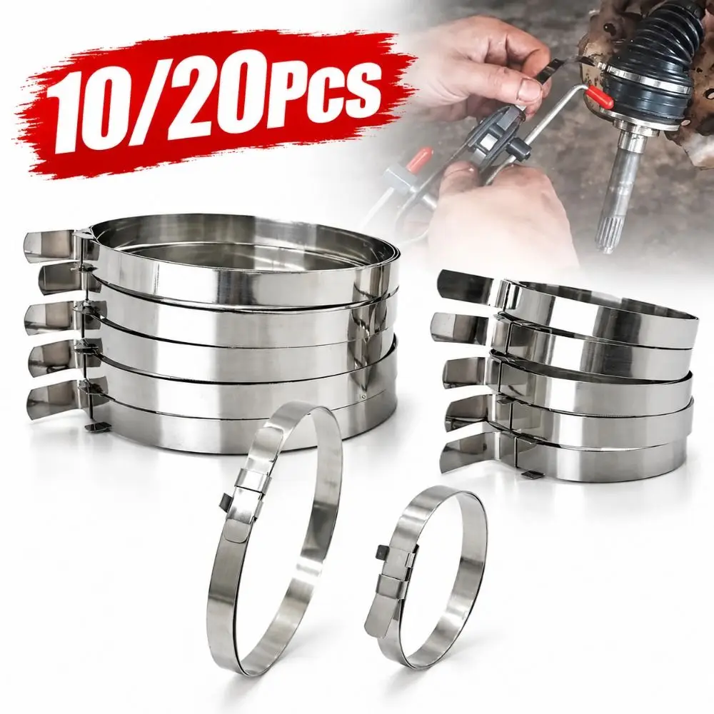 Stainless Steel CV Joint Boot Clamp Kit Adjustable Diameter Double Buckle CV Joint Crimp Clamp Banding Boot Clamps