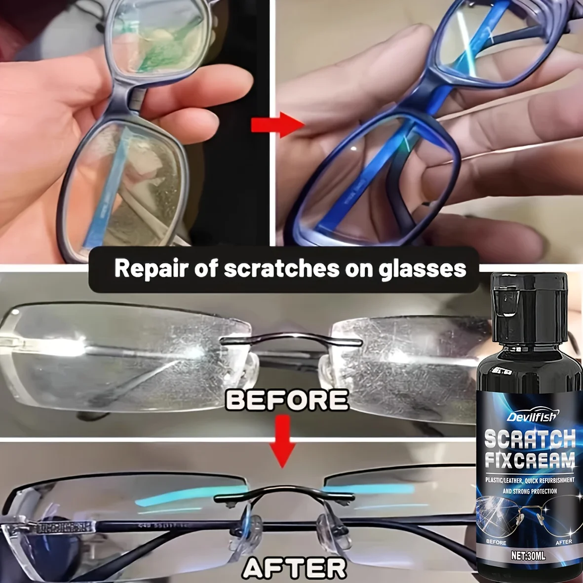 Brillenkratzer-Reparatur-Poliercreme – Brillenglas, Rahmenkratzer-Poliercreme, Polieren und Polieren von Linsenkratzer – Detail 7