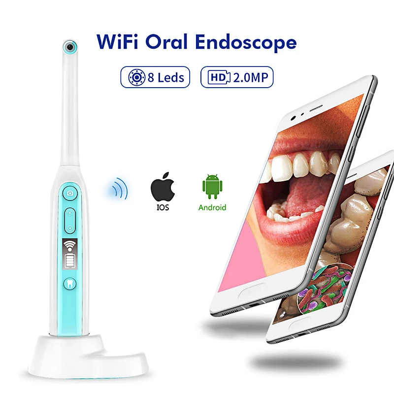 1PC High-Definition Video Dental Intraoral Camera Wireless WIFI Suitable For IOS Android Adjustable 8LED Light