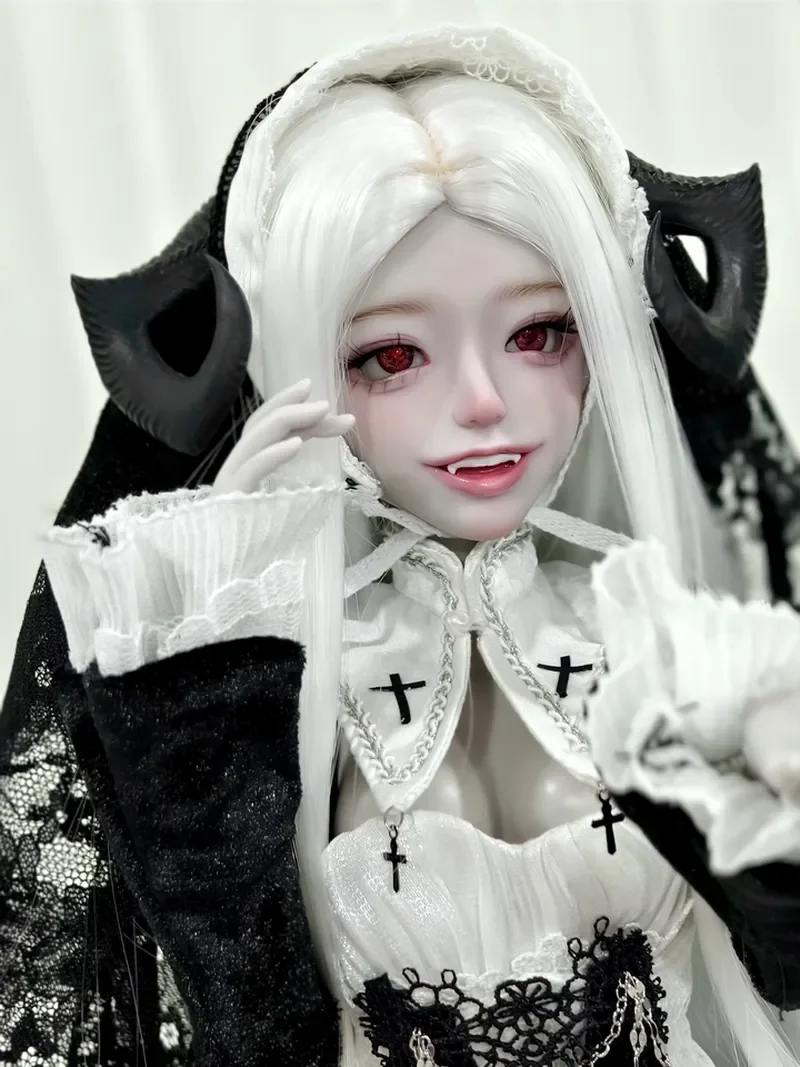 Shugo Fairy Authentische 1/4-Skala Weibliche BJD-Puppe Handbemalte Teufelshörner im Nonnen-Stil Kugelgelenk-Sammelpuppe für Sammler