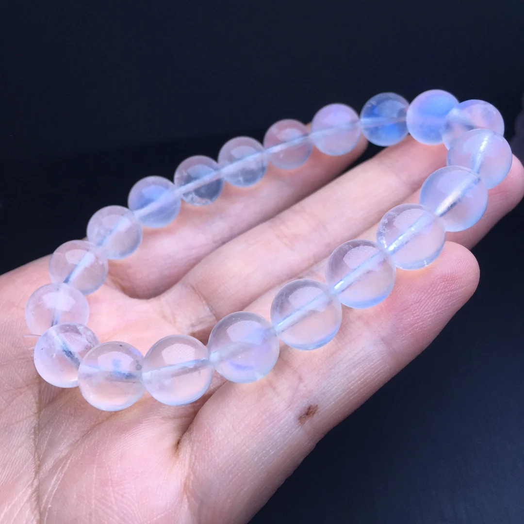 

9MM Natural Blue Moon Stone Bracelet Crystal Gemstone Fashion Healing Chakra Stress Relief Reiki Yoga Energy Gift 1pcs