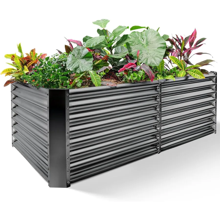 

6×3×2 ft Galvanized Raised Garden Bed Kit Galvanized Planter Raised Garden Boxes Outdoor Large Metal Raised Garden Beds for Veg