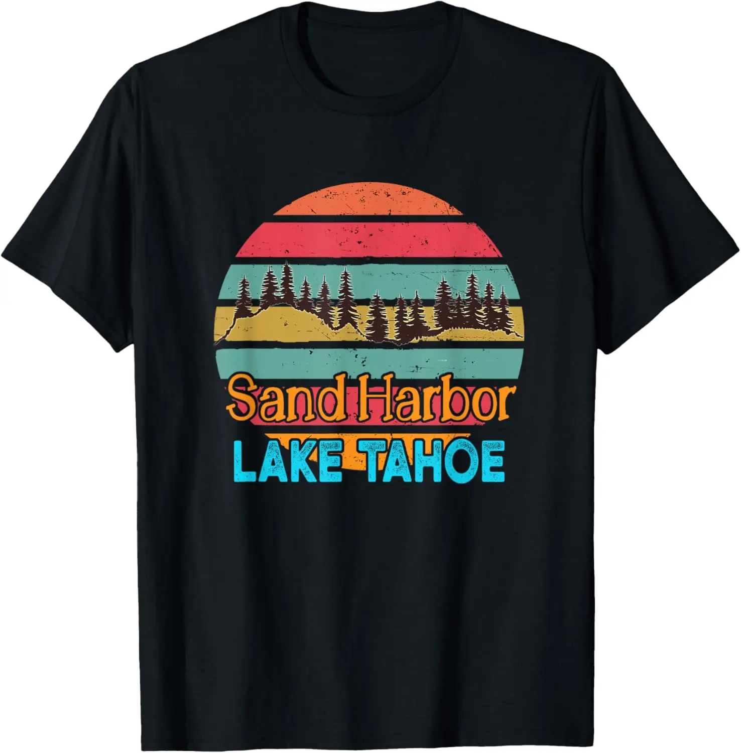 

Lake Tahoe Sand Harbor Retro Sunset T-Shirt