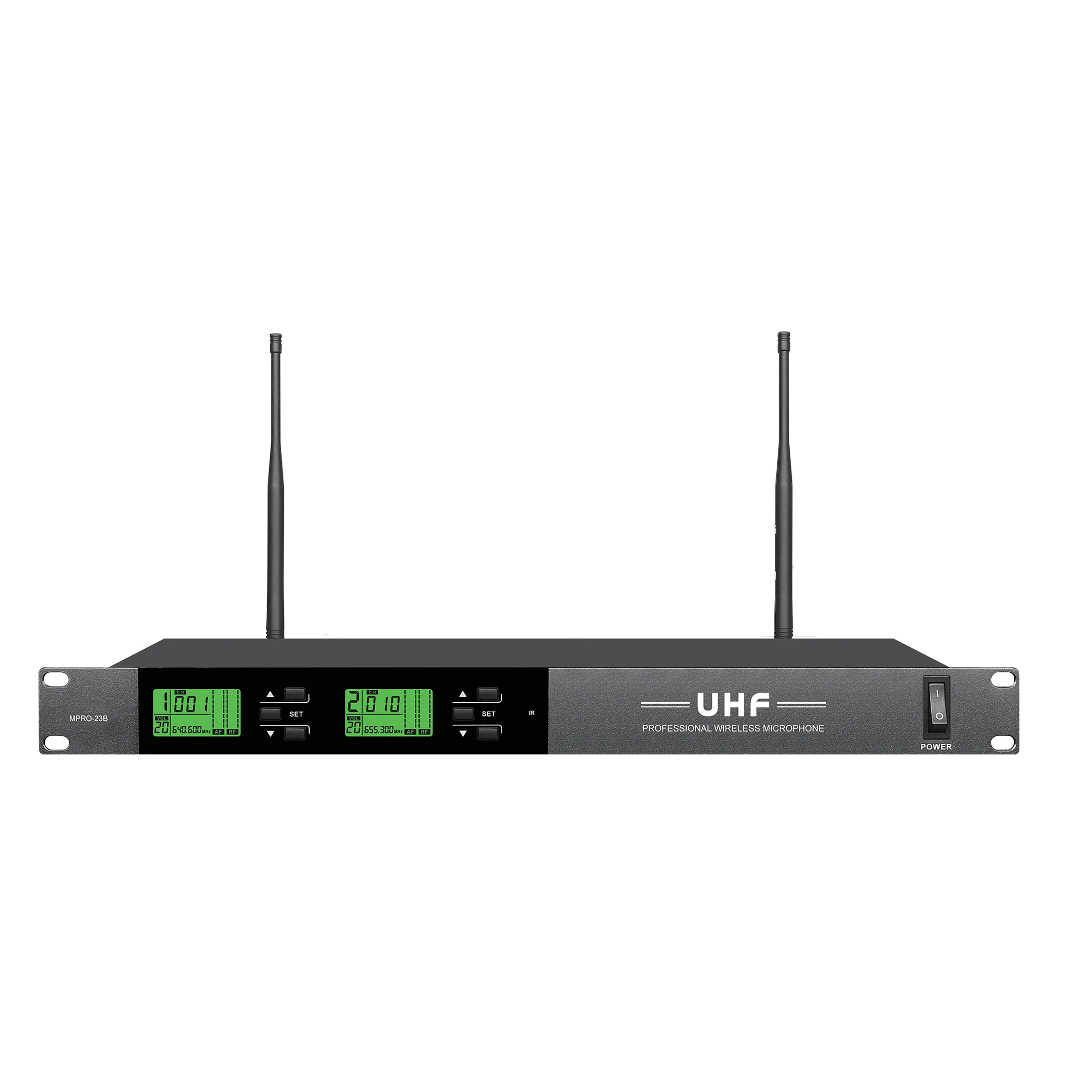 Dual Channel Belt-pack UHF Wireless Headset Microphone with Built-in Feedback Suppressor