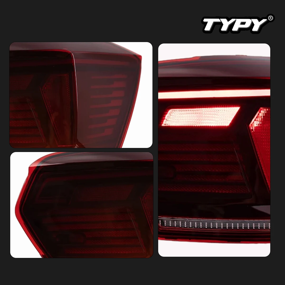 TYPY Car Tail Lights For Volkswagen Polo 2019-2022 LED Car Tail Lamps Daytime Running Lights Dynamic Turn Signals