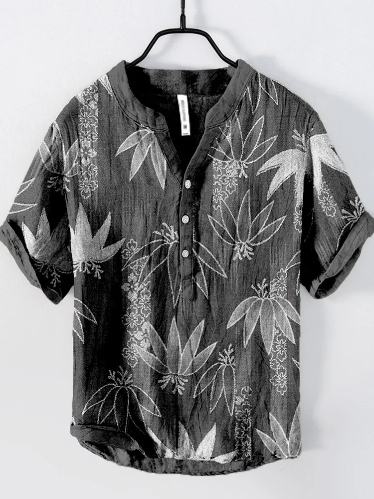 Stampa artistica hawaiana da uomo serie sea wave stampa digitale 3D camicia a tre petto a maniche corte allentata casual