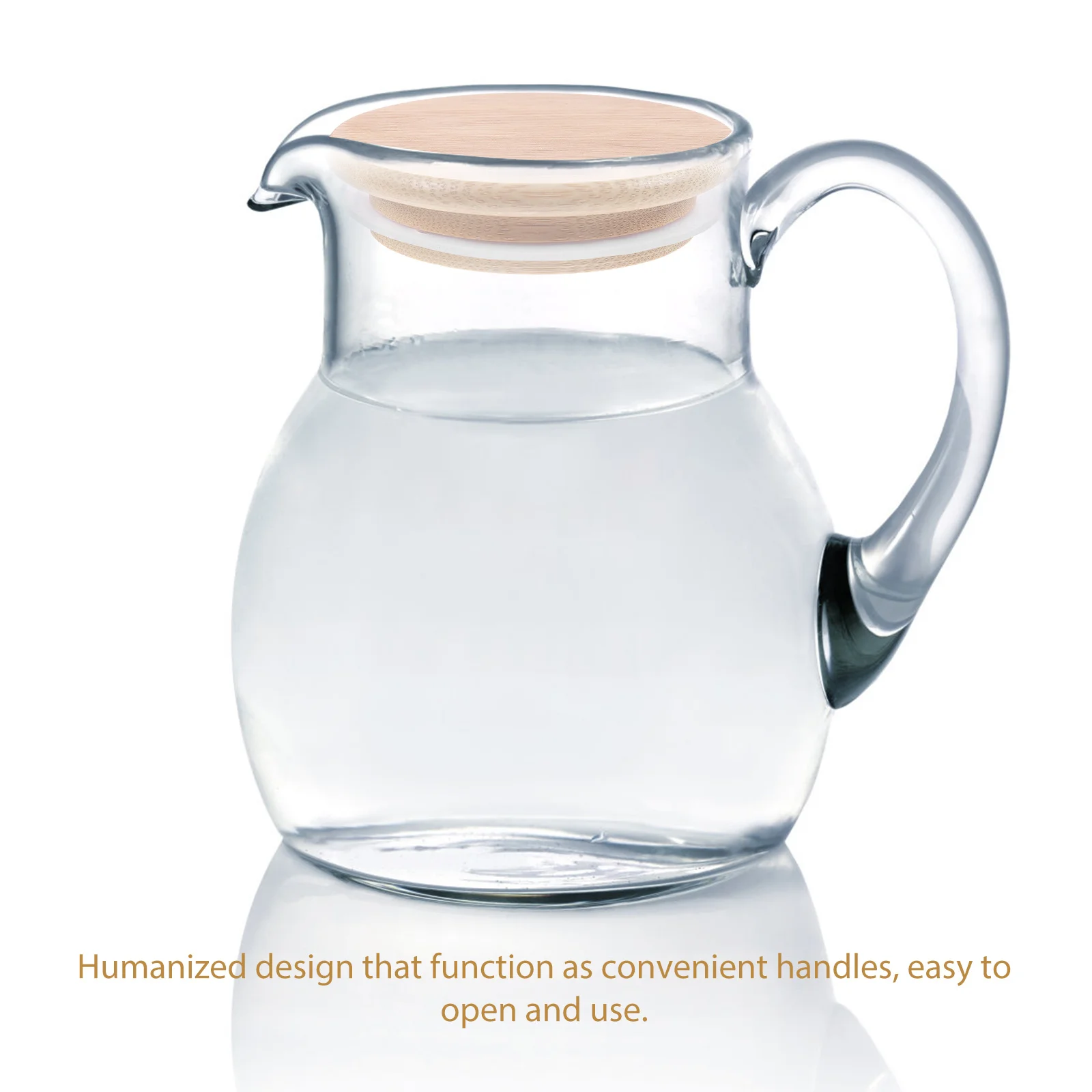 

Water Pitcher Lid Bamboo Material Long-Lasting Life Easy to Clean Convenient Handle Household Jug Lid Water Pitcher Cover