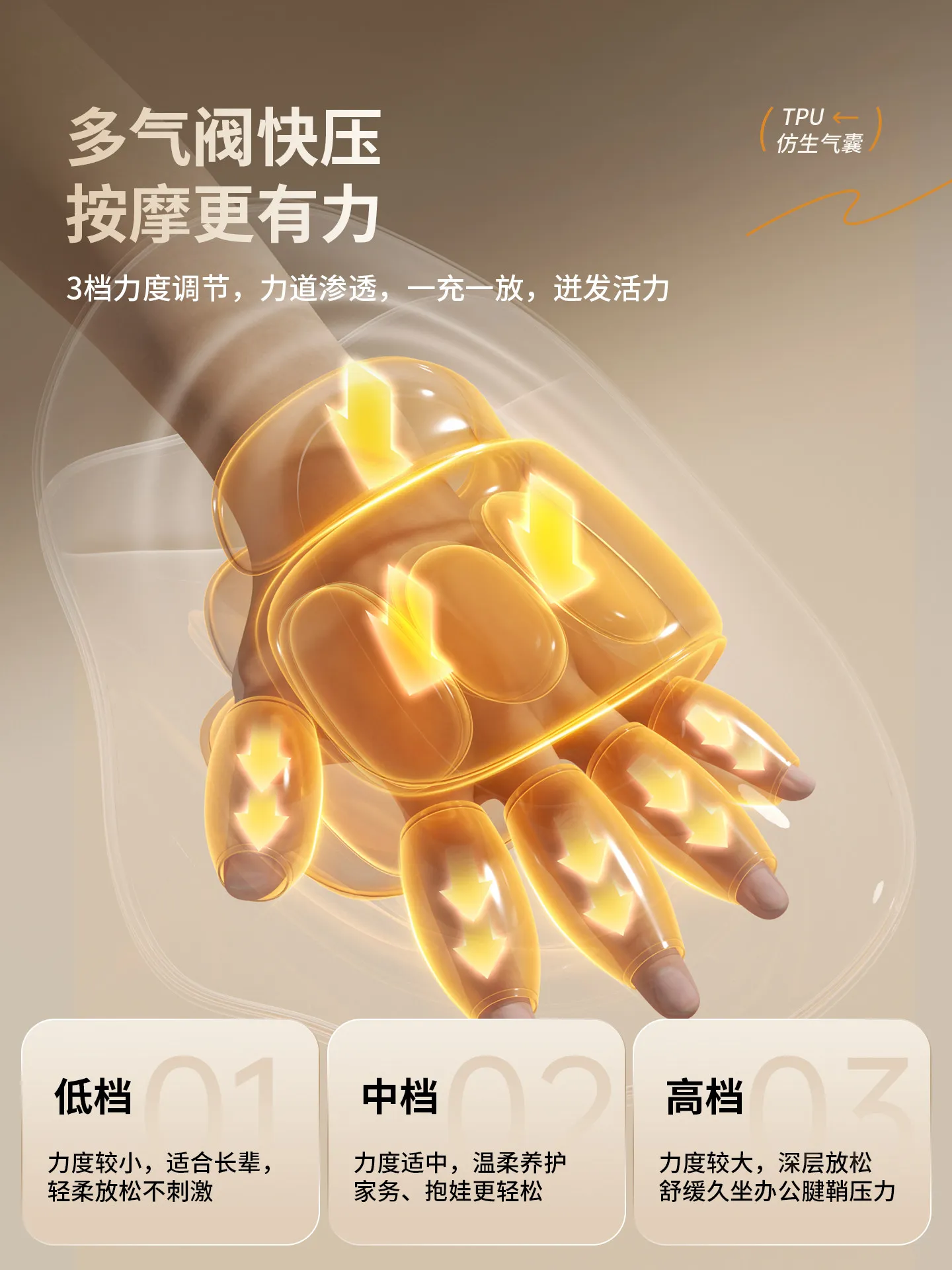 Air Compression Hand Massager Automatic Kneading Heat Therapy for Wrist Palm Finger Tendon Sheath Care