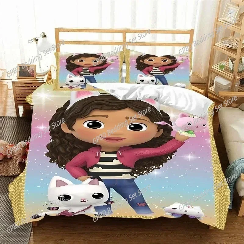 Gabbys D-Dollhouse Bedding Set Duvet Cover Comforter Bed Single Twin Full Queen Youth Kids Girl Boys Gift King Size Bedding Set