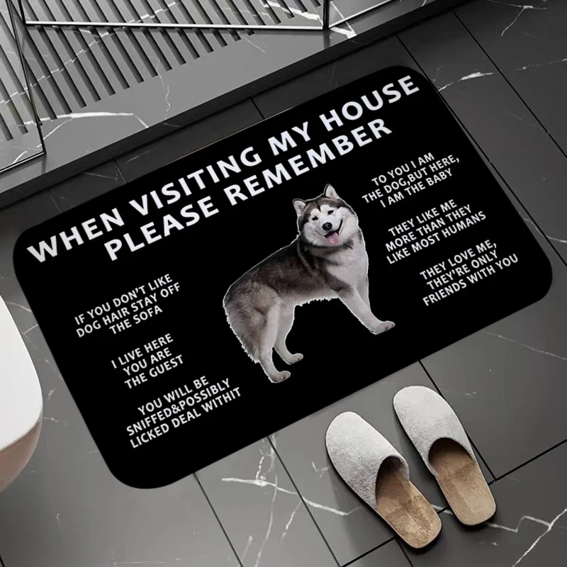 Siberian Husky Bathroom Floor Mats Doormat Absorbent Kitchen Bath Mat for Decoraction for Entrance Door Room Rug Non-Slip Carpet