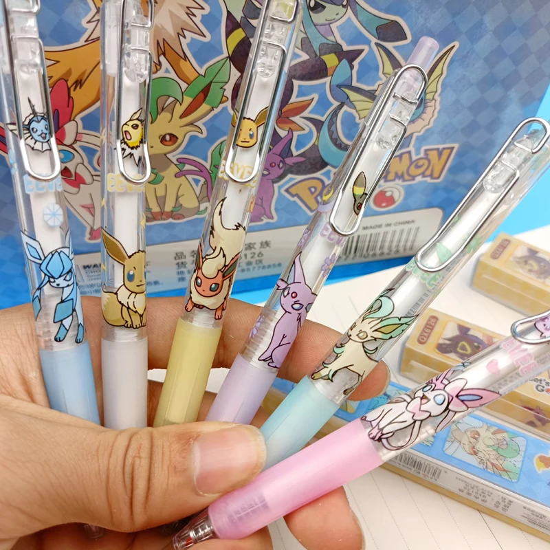 Fashion Anime Random 1pcs Pokémoned Pikachu Gel Pens 0.5mm Canvas Student Blue Black Gel Pen Neutral Refill A Gift for A Friend