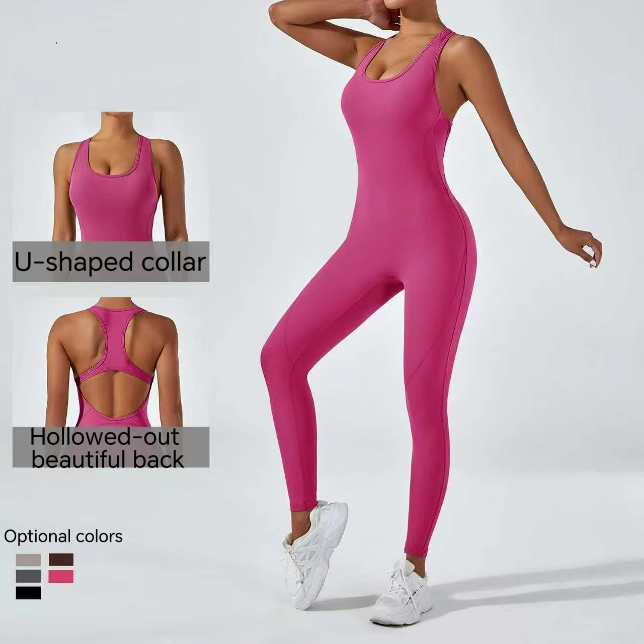 بدلة رياضية مثيرة مجوفة، بدون ظهر، مقاومة للتجاعيد، بدلة رياضية، مجموعة صالة الألعاب الرياضية النسائية، مجموعة رياضية من قطعة واحدة، سراويل ملابس عمل لليوجا واللياقة البدنية بدون أكمام