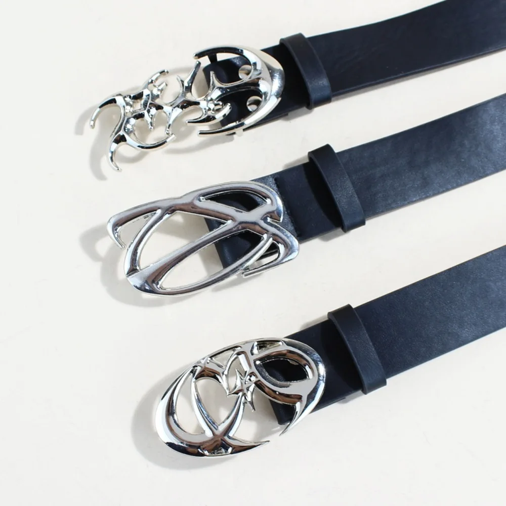 

Casual Trend Silver Button Head Belt Women's Jeans Skirt Accessories Fashion Versatile Belt Women
