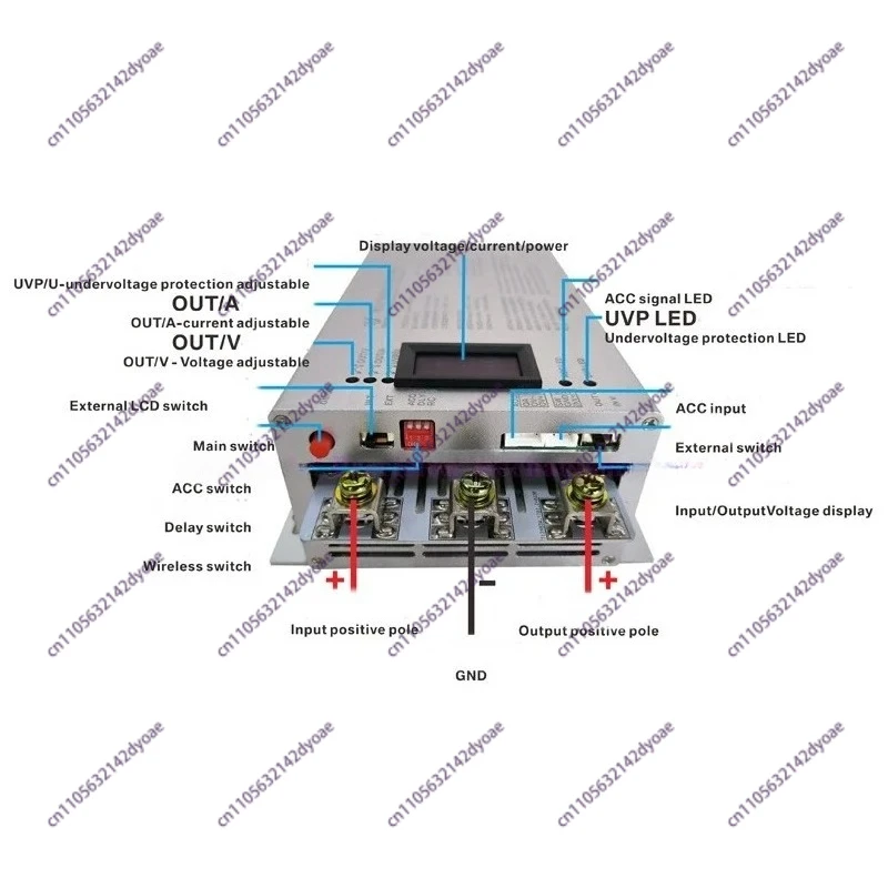 

24V to 29.2V 80A 24V lithium iron phosphate charger, constant current and voltage, Support ACC control, wireless remote control