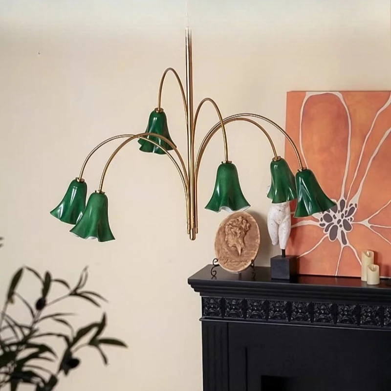 Chandelier, French retro style high-end atmosphere designer romantic flower medieval living room chandelier