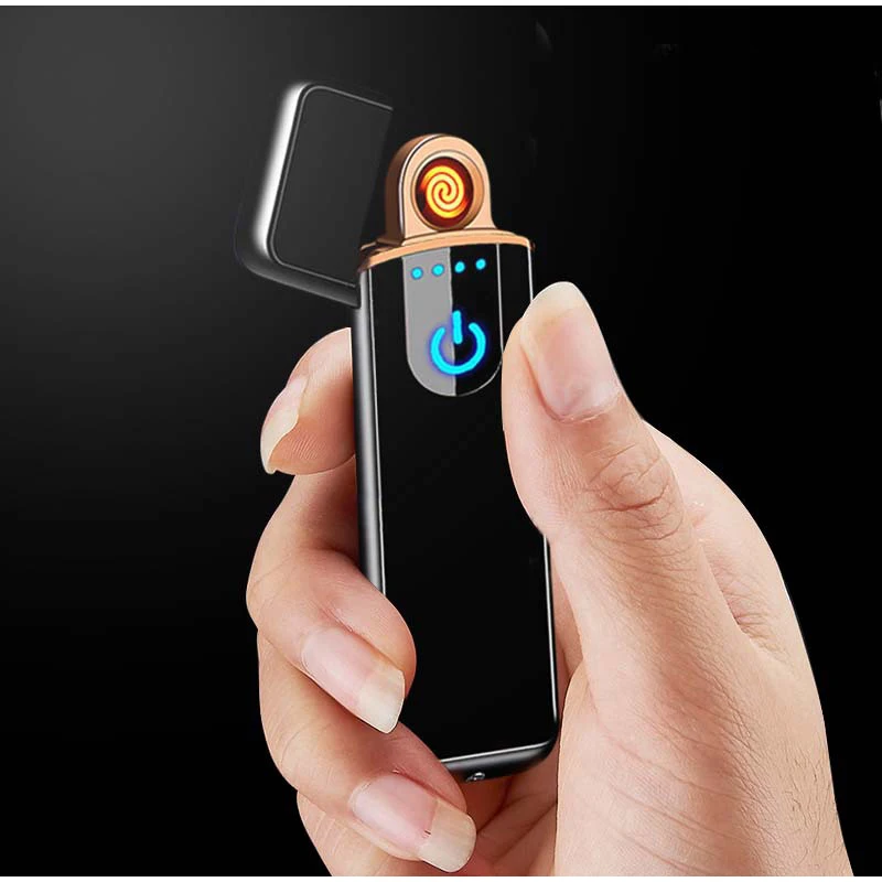 Slim USB Electric Lighter Rechargeable Touch Windproof Cigarette Accessories Electric Lighter Portable Cigarette Lighter