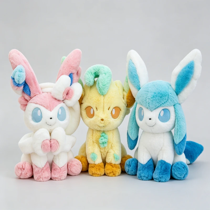 

40-60CM Big Size Glaceon Plushies Pokemon Sylveon‌ Peluche Cartoon Anime Comfortable Soft Doll Ornament Children's Toy Gifts