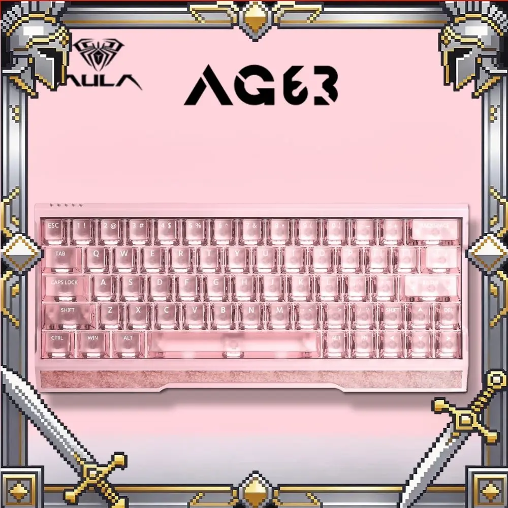 Teclado Mecânico Gamer Aula AG63 com Switches Magnéticos, Totalmente em Alumínio, Com Fio, Baixa Latência RT0.001mm, RGB, Hot Swap - Acessório